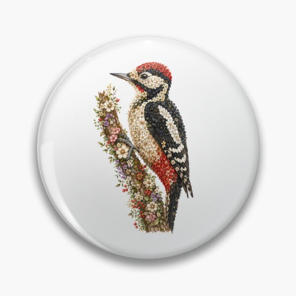 Item preview, Flower Woodpecker | Floral Great Spotted Woodpecker made of wildflowers designed and sold by filou designs.