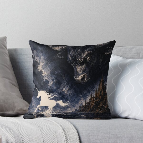 Item preview, White Unicorn and the Iron Bull – Mythic Fantasy Art designed and sold by Sonia dutta_art.