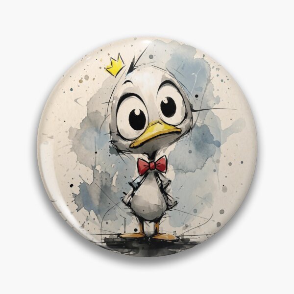 Item preview, Cute Baby Duckling with Crown - Little Prince Duck Watercolor Art designed and sold by ZINO WORLD.