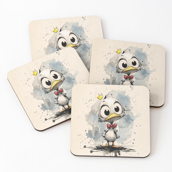 Item preview, Cute Baby Duckling with Crown - Little Prince Duck Watercolor Art designed and sold by ZINO WORLD.