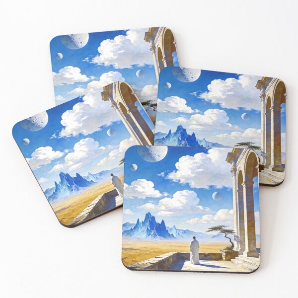Item preview, Beyond the Silent Desert – Surreal Sci-Fi Fantasy Landscape Art Print designed and sold by BERKKIZILAY.