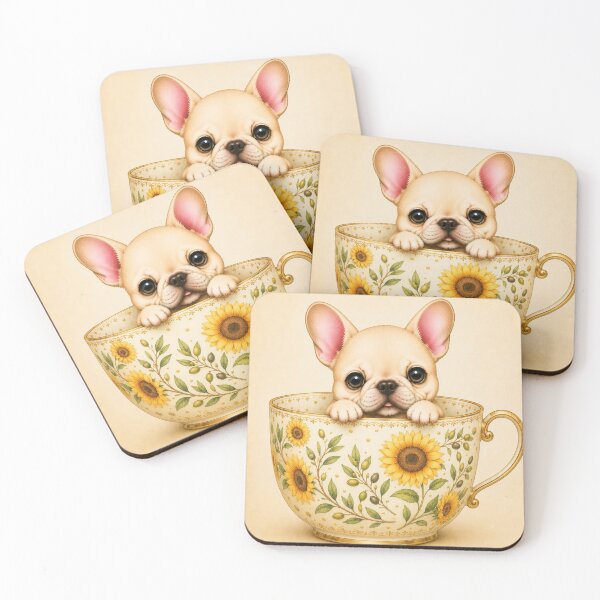 Item preview, Sunflower Tea Cup French Bulldog designed and sold by joycrysstudio.