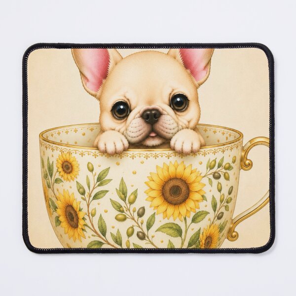 Item preview, Sunflower Tea Cup French Bulldog designed and sold by joycrysstudio.