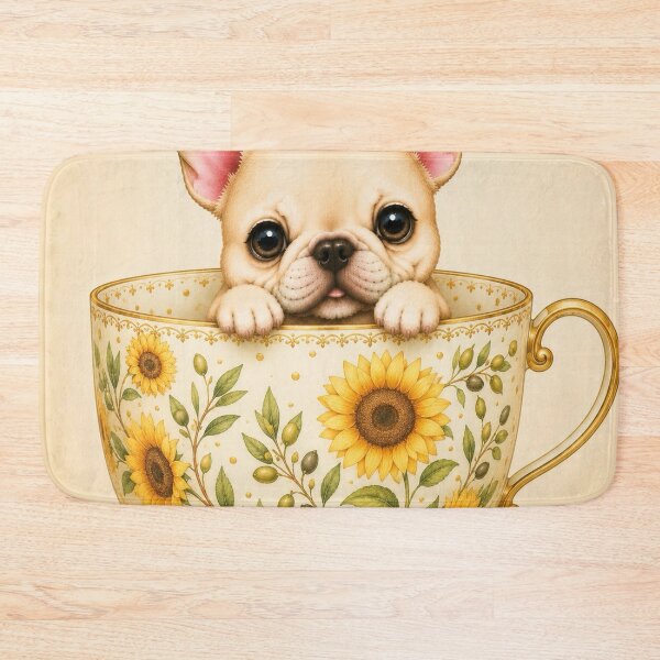 Item preview, Sunflower Tea Cup French Bulldog designed and sold by joycrysstudio.