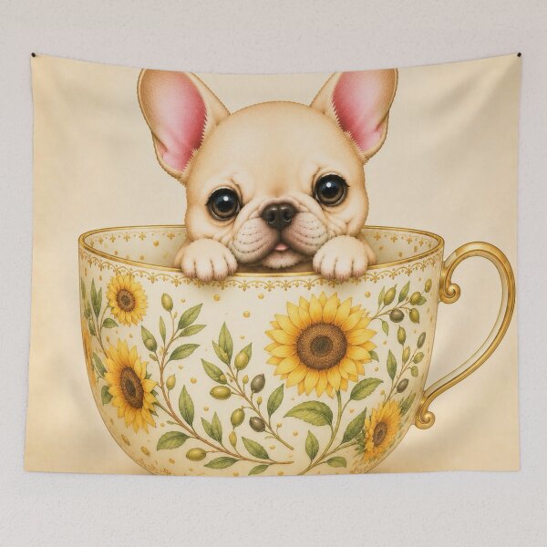 Item preview, Sunflower Tea Cup French Bulldog designed and sold by joycrysstudio.