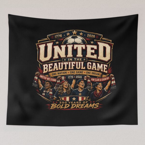 Item preview, United In The Beautiful Game | Patriotic USA Soccer Vintage Crest | America 250 Football Fan Graphic designed and sold by Prime legend .