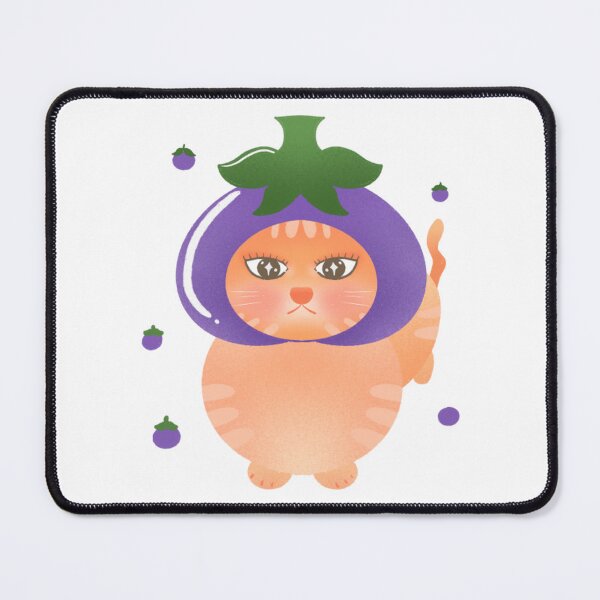 Item preview, Cute Orange Cat Wearing Eggplant Hat Art designed and sold by Verasionart.