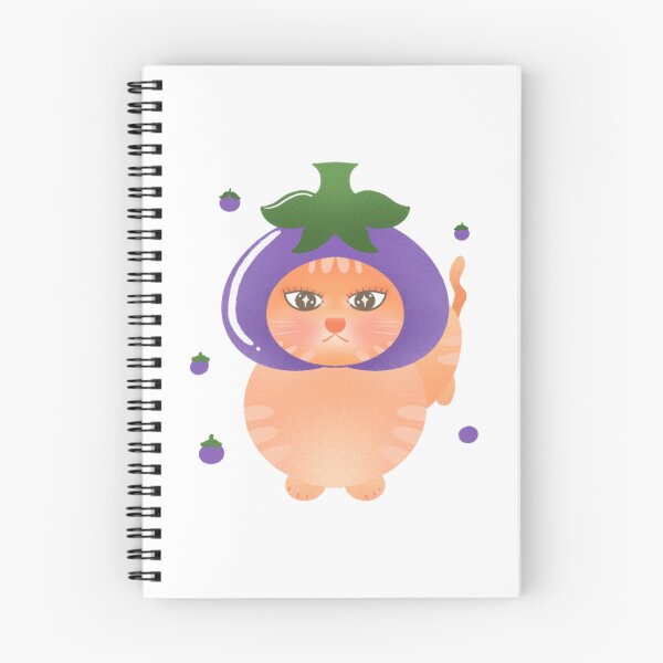 Item preview, Cute Orange Cat Wearing Eggplant Hat Art designed and sold by Verasionart.