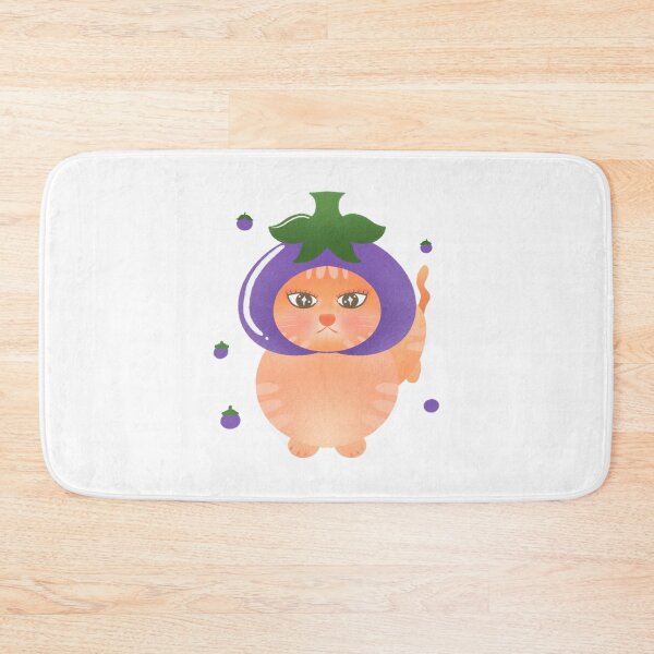 Item preview, Cute Orange Cat Wearing Eggplant Hat Art designed and sold by Verasionart.