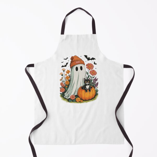 Item preview, Halloween retro cat Ghost in Wildflowers Spooky gift designed and sold by Amzkao.