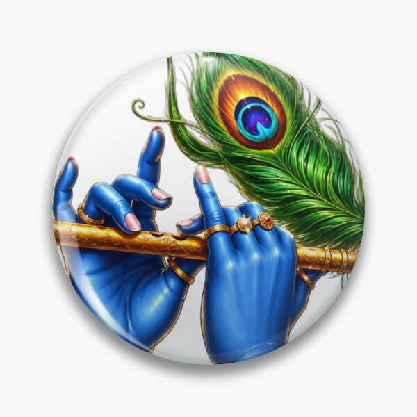 Item preview, Krishna with flute and peacock feather designed and sold by BRAHAStudio.