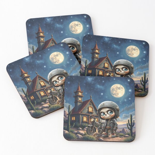 Item preview, Cute Skull Biker | Moonlit Ride Through the Desert  designed and sold by nicky2342.