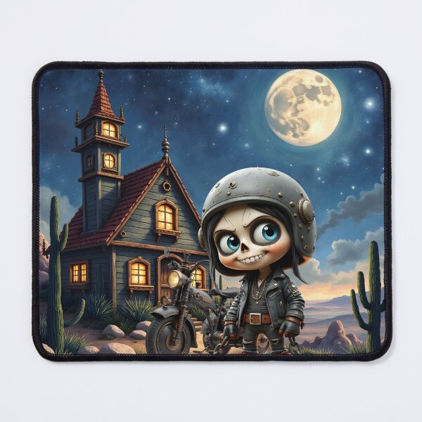 Item preview, Cute Skull Biker | Moonlit Ride Through the Desert  designed and sold by nicky2342.