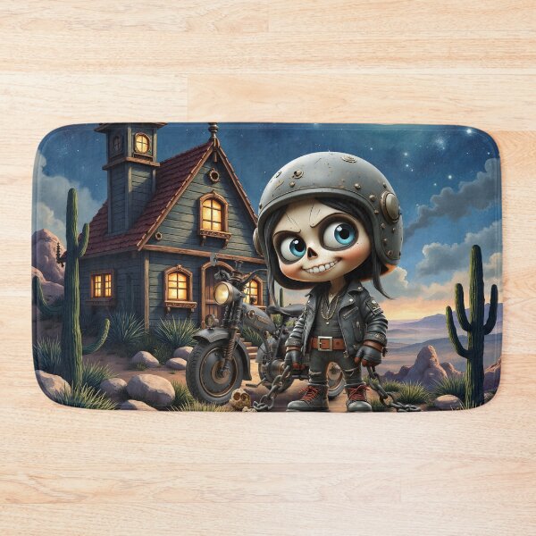 Item preview, Cute Skull Biker | Moonlit Ride Through the Desert  designed and sold by nicky2342.