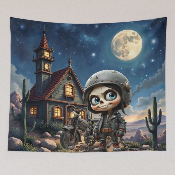Item preview, Cute Skull Biker | Moonlit Ride Through the Desert  designed and sold by nicky2342.