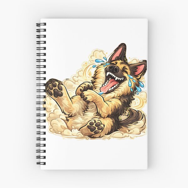 Item preview, Hysterically Laughing German Shepherd Rolling in Dust Cartoon designed and sold by Jaideep Walia.