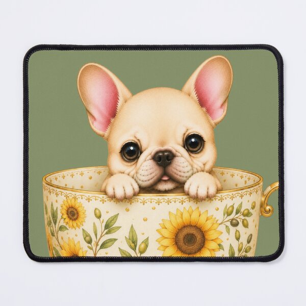 Item preview, Sunflower Tea Cup French Bulldog designed and sold by joycrysstudio.