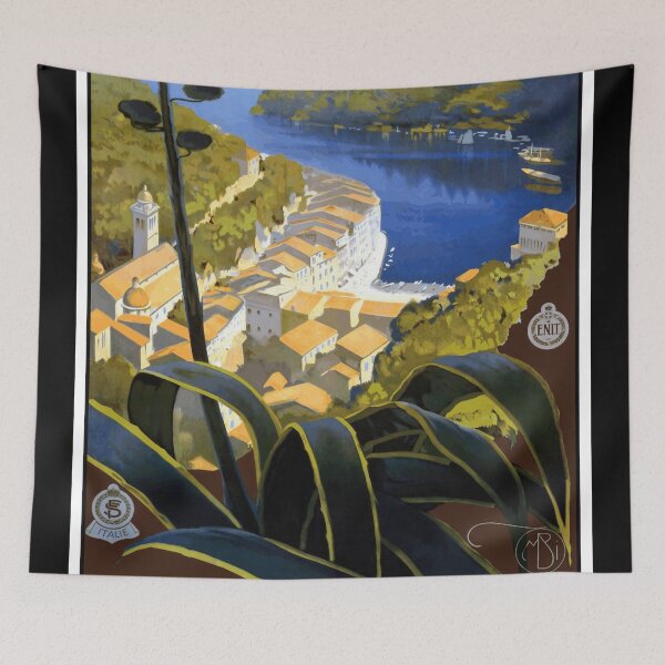 Item preview, Vintage Italian Riviera Travel Poster | Portofino Scenic View | Mid-Century Art Deco Print & Coastal Charm designed and sold by artofuniverse.