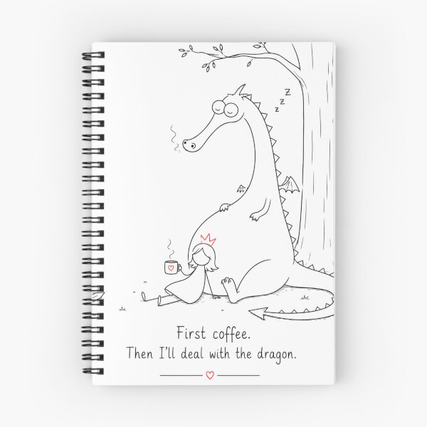 Item preview, First Coffee Then I'll Deal With The Dragon Funny Quote designed and sold by byMosia.