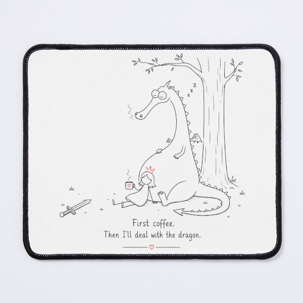 Item preview, First Coffee Then I'll Deal With The Dragon Funny Quote designed and sold by byMosia.