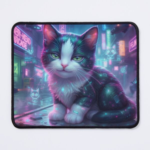 Item preview, Cyberpunk Cat Neon City Lights designed and sold by RakyLaky.