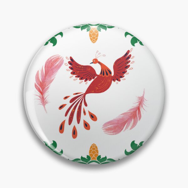 Item preview, Folk Art Phoenix with Floral Ornament | Elegant Bird Illustration designed and sold by Suzaku Studio.