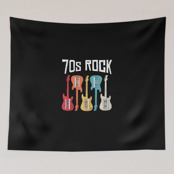 Item preview, Colorful “70s Rock” Graphic with Retro Guitar and Cassettes #9907 designed and sold by pple-frame.