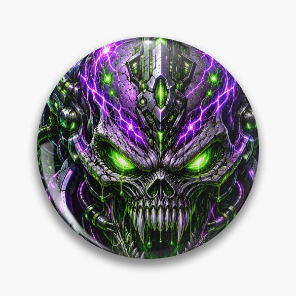 Item preview, Void Mutant Biomechanical Skull Neon Lightning Cyberpunk designed and sold by RiteshCenter .