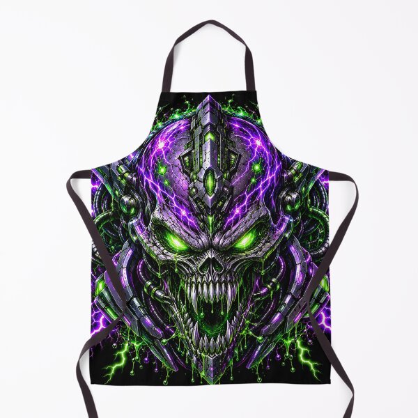 Item preview, Void Mutant Biomechanical Skull Neon Lightning Cyberpunk designed and sold by RiteshCenter .