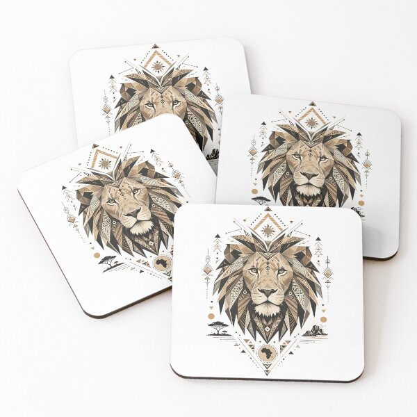 Item preview, Tribal Geometric Lion – African Heritage Wildlife Artwork designed and sold by Artisan Finds Online.