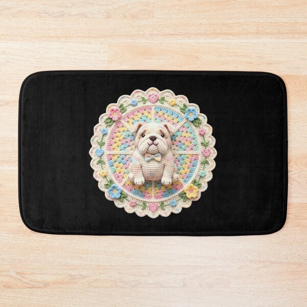 Item preview, Crochet Bulldog Granny Square Pastel Floral Art designed and sold by LuisWorks.