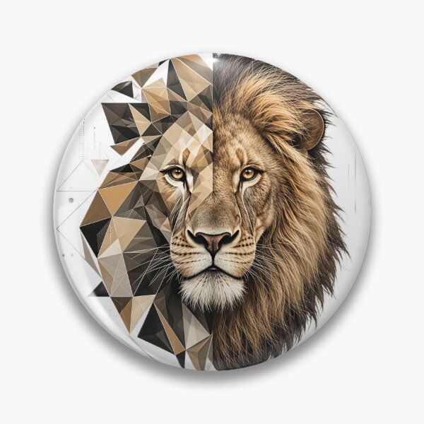 Item preview, Dual Style Lion – Geometric and Realistic Fusion Artwork designed and sold by Artisan Finds Online.
