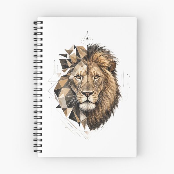 Item preview, Dual Style Lion – Geometric and Realistic Fusion Artwork designed and sold by Artisan Finds Online.