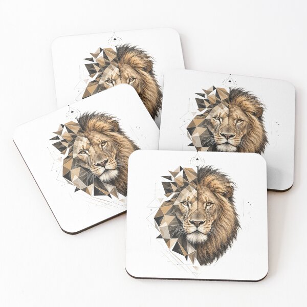 Item preview, Dual Style Lion – Geometric and Realistic Fusion Artwork designed and sold by Artisan Finds Online.