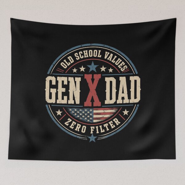 Item preview, Gen X Dad Old School Values Zero Filter Patriotic Retro Badge designed and sold by JasKei-Designs.