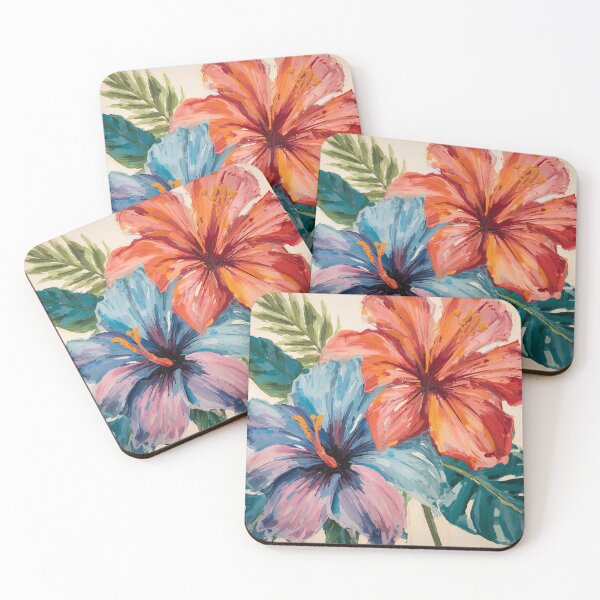 Item preview, Blue Orange Tropical Flowers designed and sold by SeaStarAlex.
