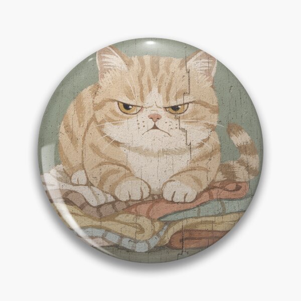 Item preview, Grumpy Cream Tabby Loaf Guarding the Warm Laundry Folk Art designed and sold by PictorialWhimsy.