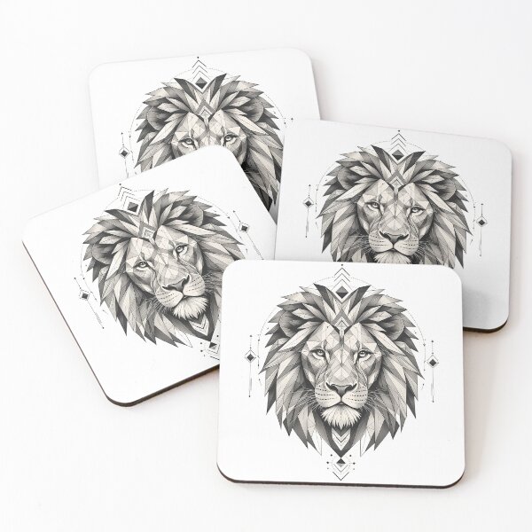 Item preview, Monochrome Geometric Lion – Modern Tribal Vector Illustration designed and sold by Artisan Finds Online.