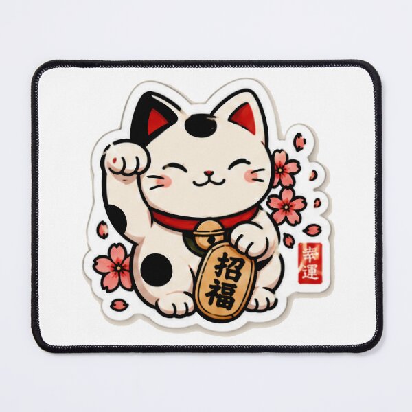 Item preview, Cute Maneki Neko Lucky Cat with Sakura Flowers | Kawaii Japanese Sticker designed and sold by Dospart.
