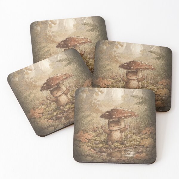 Item preview, Wren-Feather Sprite Wringing Out a Rain-Soaked Cap Storybook Art designed and sold by PictorialWhimsy.