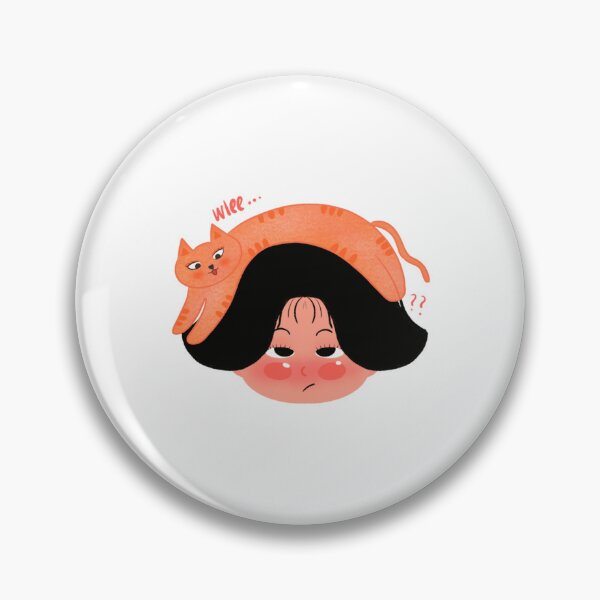 Item preview, Funny Orange Cat Sitting on Girls Head Meme Art designed and sold by Verasionart.