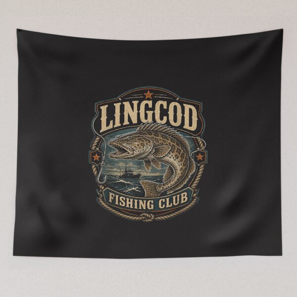 Item preview, Lingcod Fishing Club Vintage Saltwater Angler Fisherman Offshore Fishing designed and sold by kiralynstration.