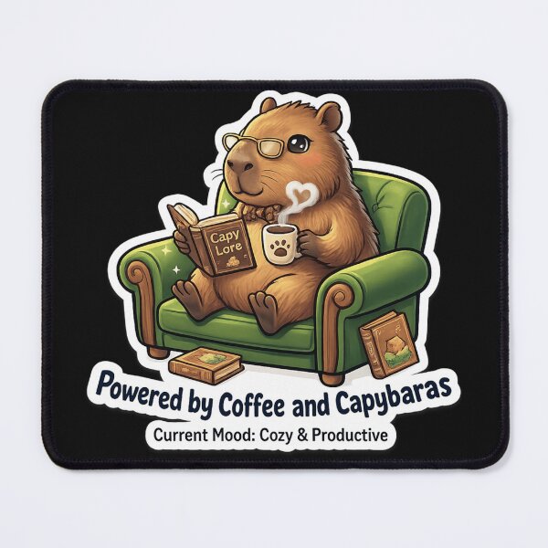 Item preview, Powered by Coffee and Capybaras Illustration designed and sold by Rama KLK.