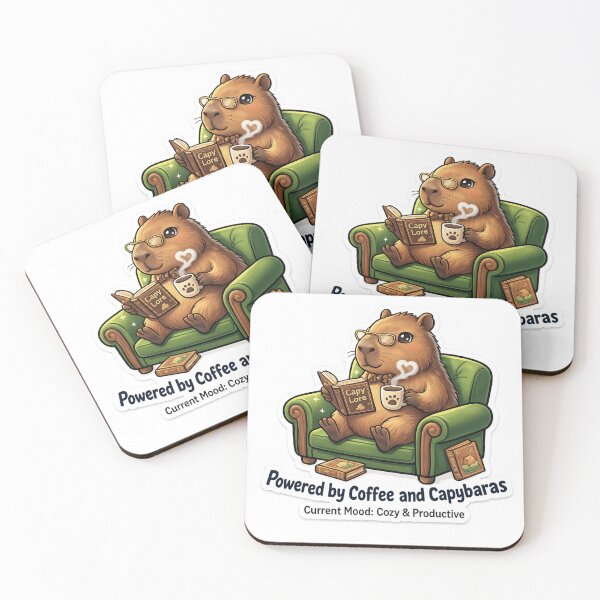 Item preview, Powered by Coffee and Capybaras Illustration designed and sold by Rama KLK.