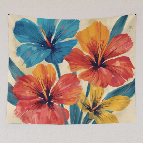 Item preview,  Blue Orange Yellow Flowers designed and sold by SeaStarAlex.