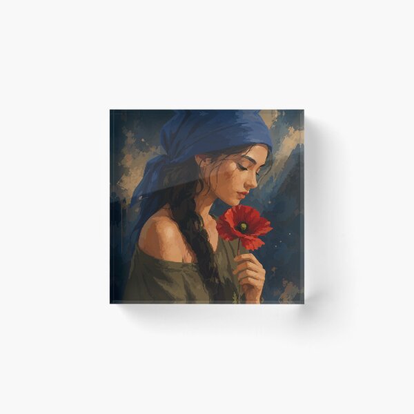 Item preview, Blue Scarf Flower Portrait designed and sold by hannalenkeri.