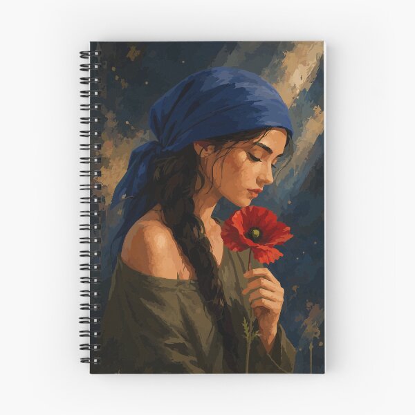 Item preview, Blue Scarf Flower Portrait designed and sold by hannalenkeri.