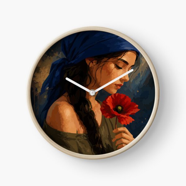 Item preview, Blue Scarf Flower Portrait designed and sold by hannalenkeri.
