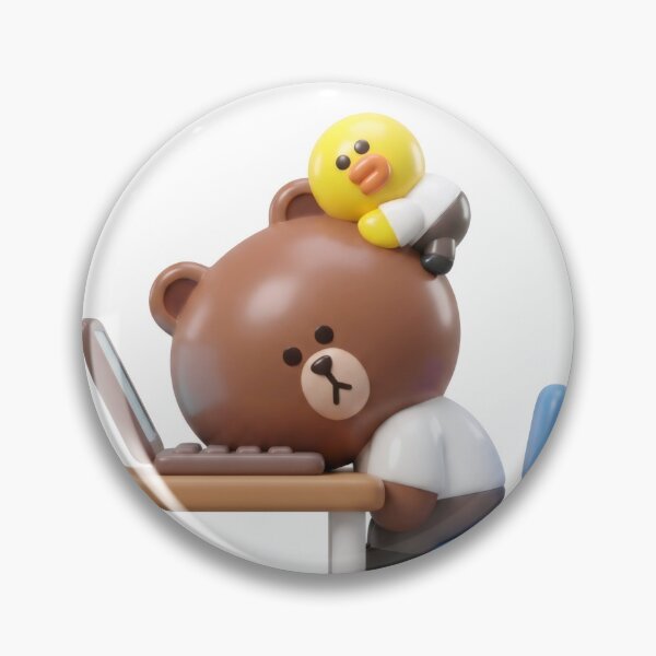 Item preview, Cute 3D Tired Office Bear and Chick - Kawaii Laptop Burnout Working Mood Sticker designed and sold by William Cano.