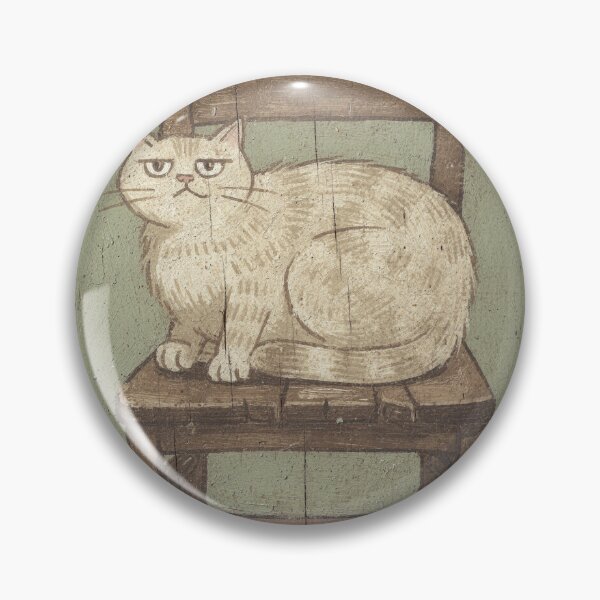 Item preview, Annoyed Chonky Cream Cat Refusing to Share the Chair Folk Art designed and sold by PictorialWhimsy.